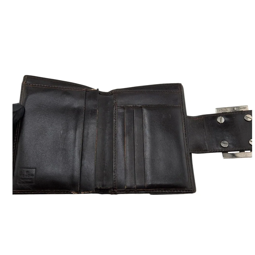 Fendi Zucca Canvas Bifold Wallet Brown Leather FF Logo